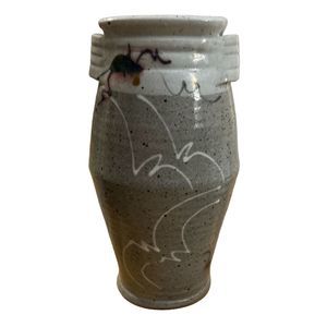 Hand-Thrown & Hand-Painted Pottery Vase - Grey